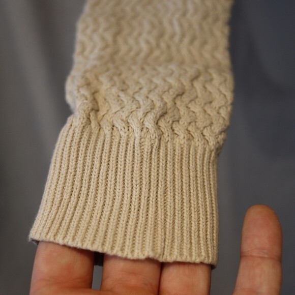 Banana Republic Full Zip Cream Textured Basket Weave Cardigan Sweater LG - Picture 6 of 11